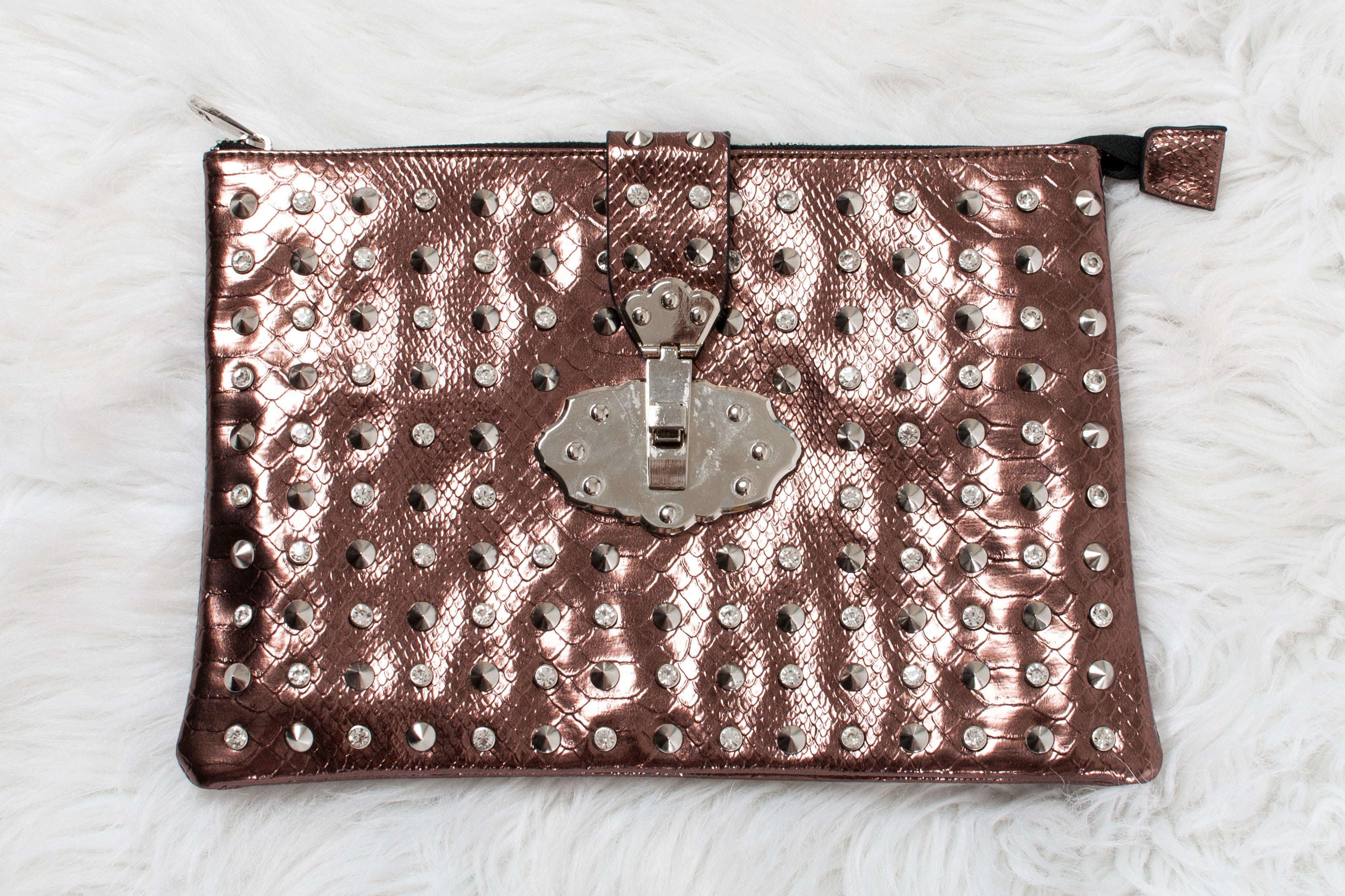 Shiny Bronze Diamond Clutch